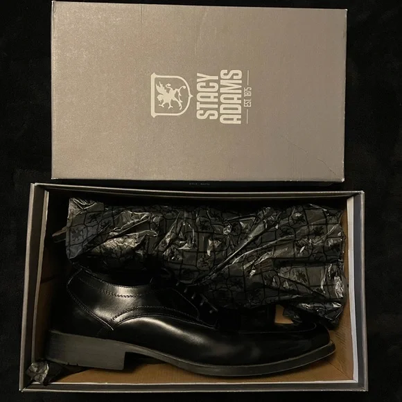 Leather Stacy Adams Calhoun Black Dress Shoes, Men’s Size